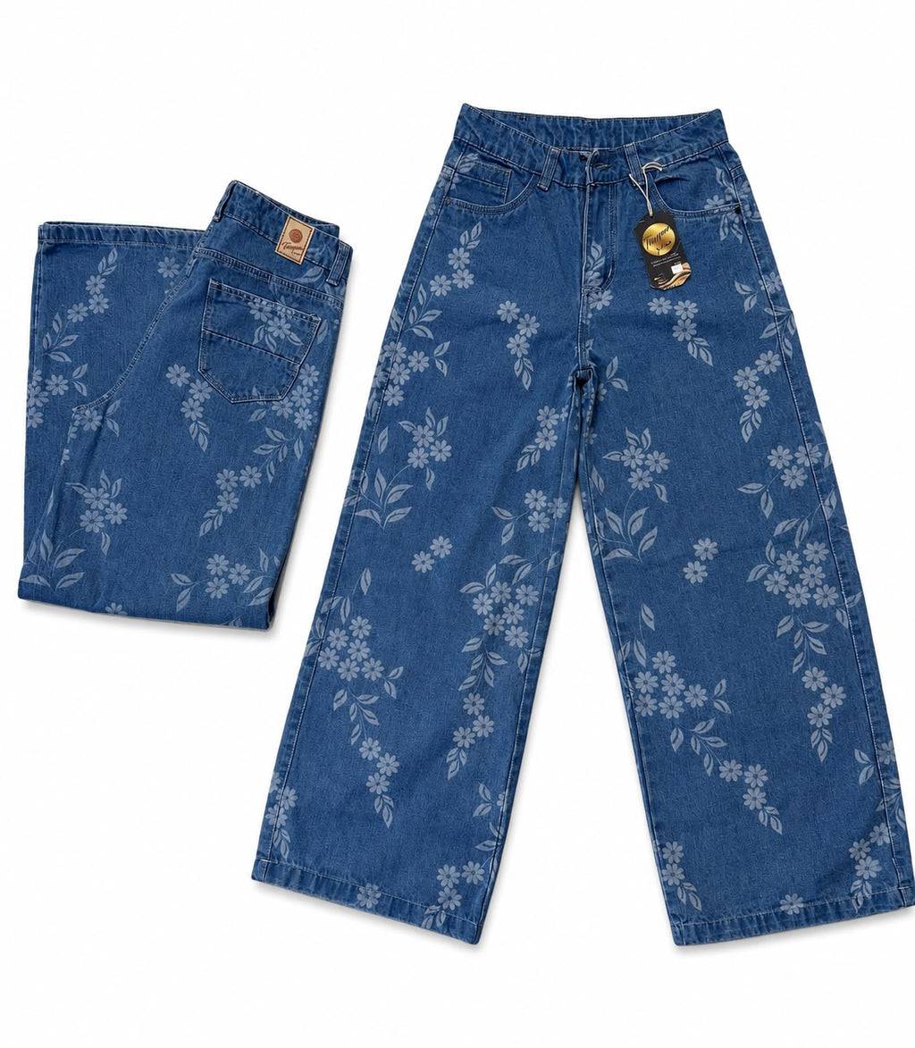 Jeans Palazzo Floral Premium